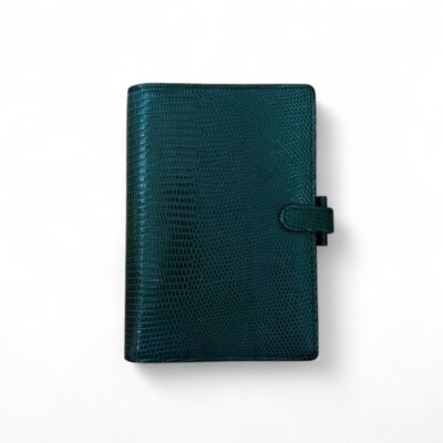 Filofax Barneys New York Lizard Leather Planner Hunter Green 6-Ring Organizer 20-image