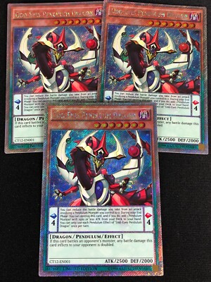 YUGIOH ODD-EYES PENDULUM DRAGON CT12-EN001 PLATINUM X3-image