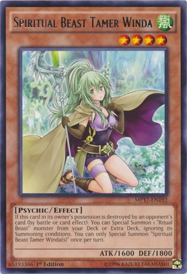 Spiritual Beast Tamer Winda - MP17-EN192 - Rare - 1st Edition - Heavily Played-image