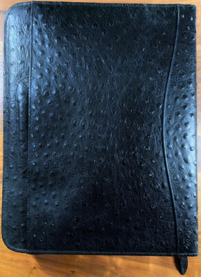 Scully Ostrich Embossed Leather 3-Ring Planner, Retractable handles, Fits Laptop-image
