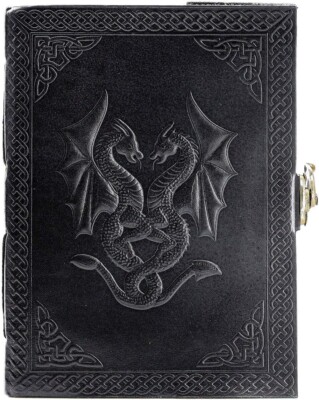 Handmade Leather Double Dragon Journal/Writing Notebook Diary/Bound Daily-image