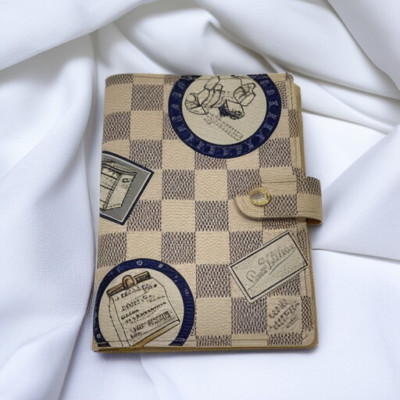 Auth Louis Vuitton Damier Azur Agenda PM Patch Notebook Cover R20969 Grey PVC-image