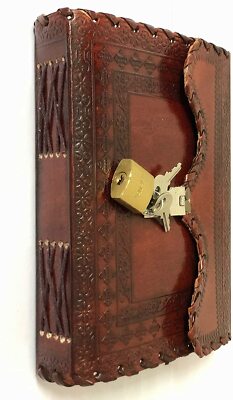 Vintage Lock and Key Leather Cover Blank Spell Sketch Book for Gift Pack of Two9-image