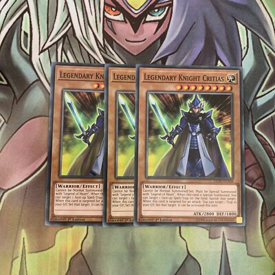 LEDD-ENA08 x3 Legendary Knight Critias Common Excellent Condition Yugioh-image