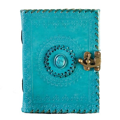 leather sketch book leather journal diary a5 rustic engraved journal with lock-image