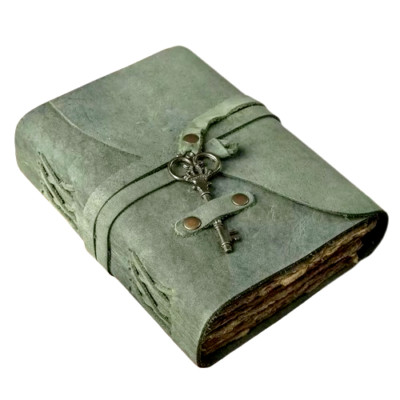 Indian Genuine Leather Journal Deckle Edge Paper Handmade Green Leather Journal-image