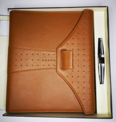 Cross Autocross Leather Medium Personal Agenda A5 6 Ring- Bound Cover Pen Toffee-image