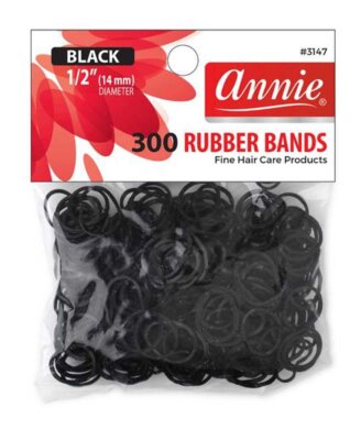 Annie 300 Rubber Bands Small One Size 1/2' Black-image