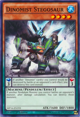 Dinomist Stegosaur - MP16-EN193 - Common - 1st Edition Near Mint 2016 Mega Tin S-image