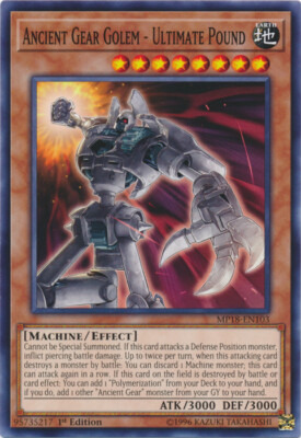Ancient Gear Golem - Ultimate Pound - MP18-EN103 - Common - 1st Edition x3 - Nea-image