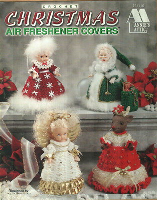 NEW CHRISTMAS AIR FRESHENER COVERS 8 DOLL DRESSES ANNIE'S CROCHET PATTERN BOOK-image