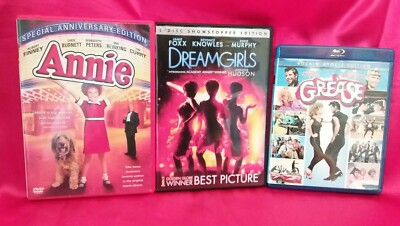 Lot of 3 Musicals Annie, Dreamgirls and Grease (Blu-ray/DVD) -image