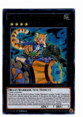 Yugioh- 1X Zoodiac Tigermortar - Ultra Rare - 1st Edition - MP17-EN207 - NM-image