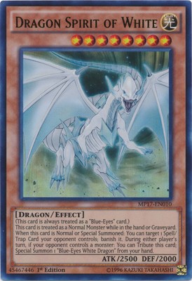 Yugioh! LP Dragon Spirit of White - MP17-EN010 - Ultra Rare - 1st Edition Lightl-image