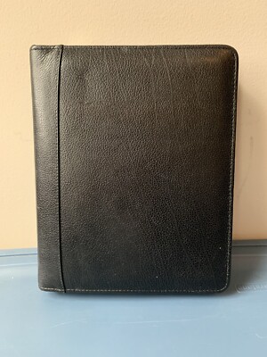 Vintage 90s Franklin Covey Black Leather Planner Binder-image