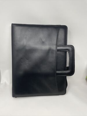 Day Runner leather 3 ring binder notebook black leather retractable handles-image