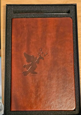 RARE WALT DISNEY IMAGINEERING LEATHER BOUND NOTEBOOK WITH PEN IN BOX-image