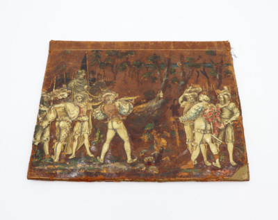 Antique Hand-Tooled Book/Notebook Cover - 1800s William Tell Handmade Leather-image