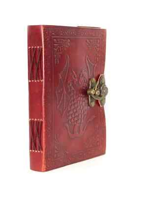 Leather Bound Handmade Antique Blank Paper Notebook/Diary/Sketchbook Red-image
