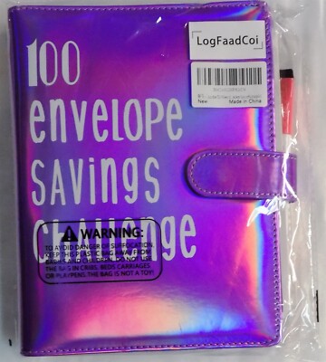 100 Envelope Challenge Budget Planner, $5,050 Money Saving Cash Challenge Purple-image