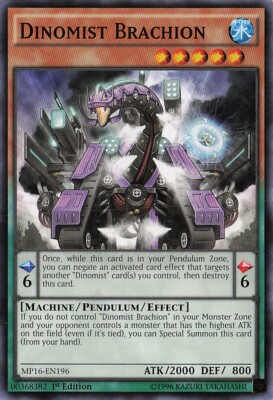 Yu-Gi-Oh! Dinomist Brachion MP16-EN196 Common 1st Edition NM-image