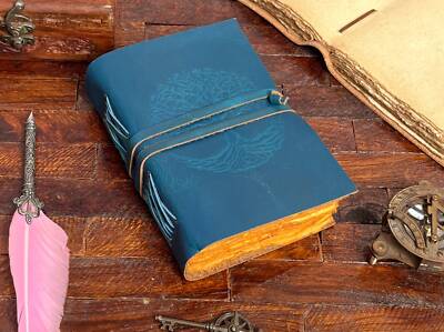 Handmade Tree of Life Leather Blank Spell Journal Writing Diary For Unisex Adult-image