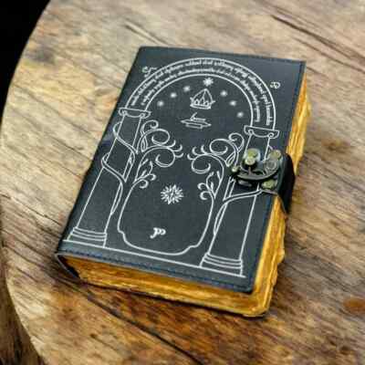 Doors of Durin from Tolkien Lord of the Rings - Handmade Leather Journal Book .-image
