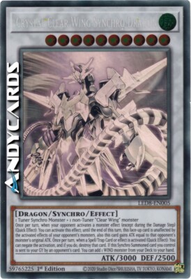 CRYSTAL CLEAR WING SYNCHRO DRAGON - Rare Ghost - LED8 EN005 - 1Ed - Yugioh!-image