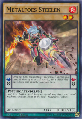 YGO-3x-Near Mint-Metalfoes Steelen - MP17-EN076 - Common - 1st Edition-2017 Mega-image