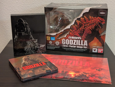 S.H. MonsterArts GODZILLA (2014) POSTER IMAGE VER. & DVD Bluray Set w/ Steelbook-image