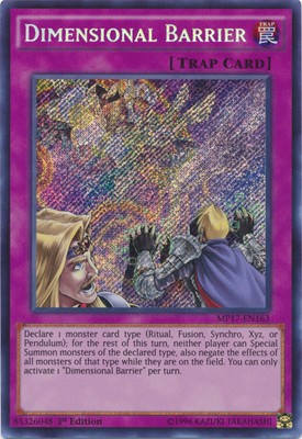 Light Play x 1 Dimensional Barrier - MP17-EN163 - Secret Rare - 1st Edition MP17-image