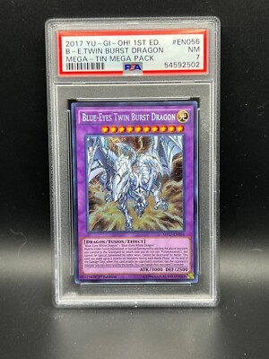 Yugioh PSA 7 NM Blue-Eyes Twin Burst Dragon MP17-EN056 Secret 1st Edition S#2502-image