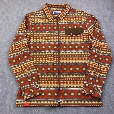 PRNTD By Polymer Men's Large Tribal Aztec Pattern Full Zip Long Sleeve Shirt-image