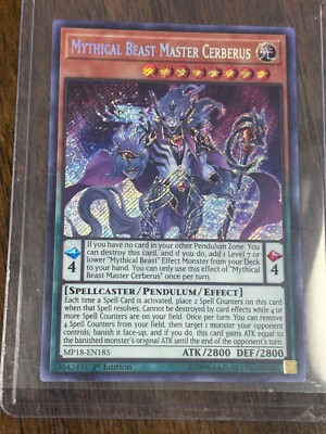 Mythical Beast Master Cerberus 1st Edition MP18-EN185 Secret Rare 2018 Mega Tins-image