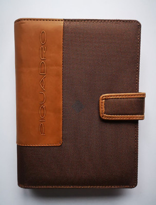 Piquadro Leather Agenda Planner Organizer Cover Brown / Orange Medium Italy-image