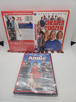 Annie (2014, New)  &  CHEAPER BY THE DOZEN (Steve Martin, Used) 2 Family DVD LOT-image