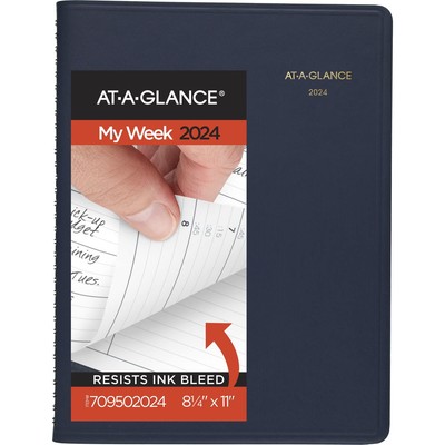 2024 Weekly Planner Quarter Hourly Appointment Book 8-1/4x 11 Large Navy 7095020-image