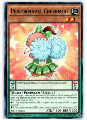 Performapal Cheermole - MP15-EN126 - Rare - 1st Edition x3 - Near Mint-image