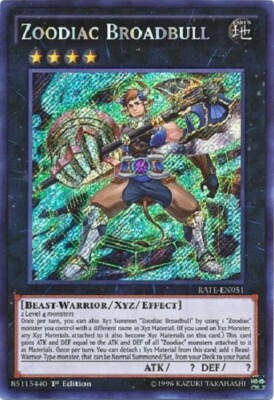 *** ZOODIAC BROADBULL *** 1ST EDITION SECRET RARE MINT/NM RATE-EN051 YUGIOH!-image