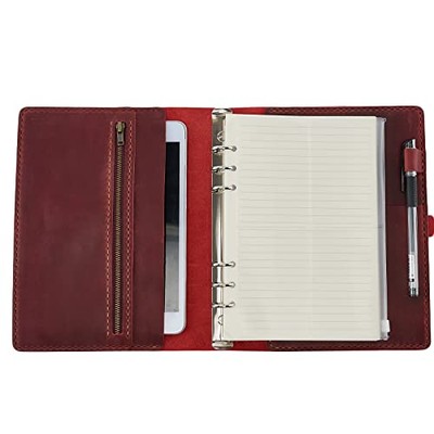 System Planner, Notebook Cover, Leather, A5, 6 Holes, 2024, Ring Binder Noteboo_-image