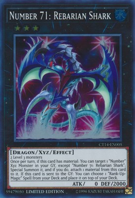 Yugioh! LP Number 71: Rebarian Shark - CT14-EN005 - Super Rare - Limited Edition-image