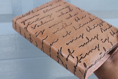 Luxury Brown Leather Journal for calligraphy Handcrafted heavy Cotton eco paper-image