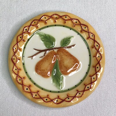 MWW Market Mini Plate FRUIT TART Pear Rare Home Decor Annie Danielson 4.5”-image