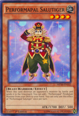 Yugioh! LP Performapal Salutiger - MP16-EN102 - Common - 1st Edition Lightly Pla-image
