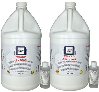 White Gelcoat with Wax- 2 Gal Marine Boats Cars RV Fiberglass Tubs Pools Repair-image