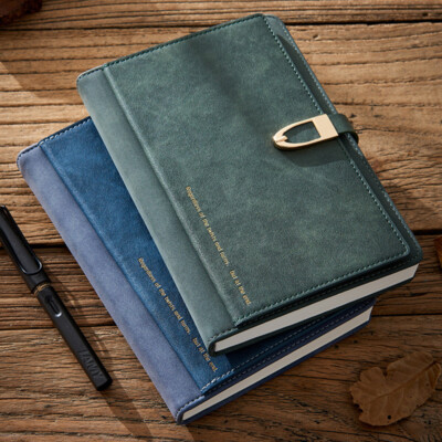 PU Leather Office Journal A5 Notebook Lined Paper Writing Diary 256 Page Planner-image