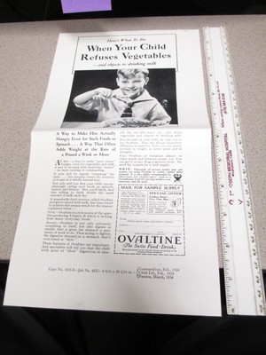 OVALTINE PROOF 1934 mag news ad blank back LITTLE ORPHAN ANNIE mug REFUSES VEG-image