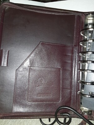 Vtg Franklin Covey Genuine Leather Planner Binder Burgandy 11