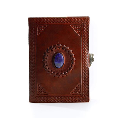 Leather Journal 8x6 inch Stone cover/Handmade Writing Notebook Diary/Bound Da...-image