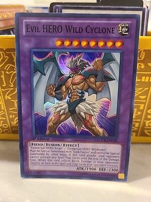 Yu-Gi-Oh, Evil HERO Wild Cyclone Legendary Collection 2 LCGX-EN070 LP Card 1st -image